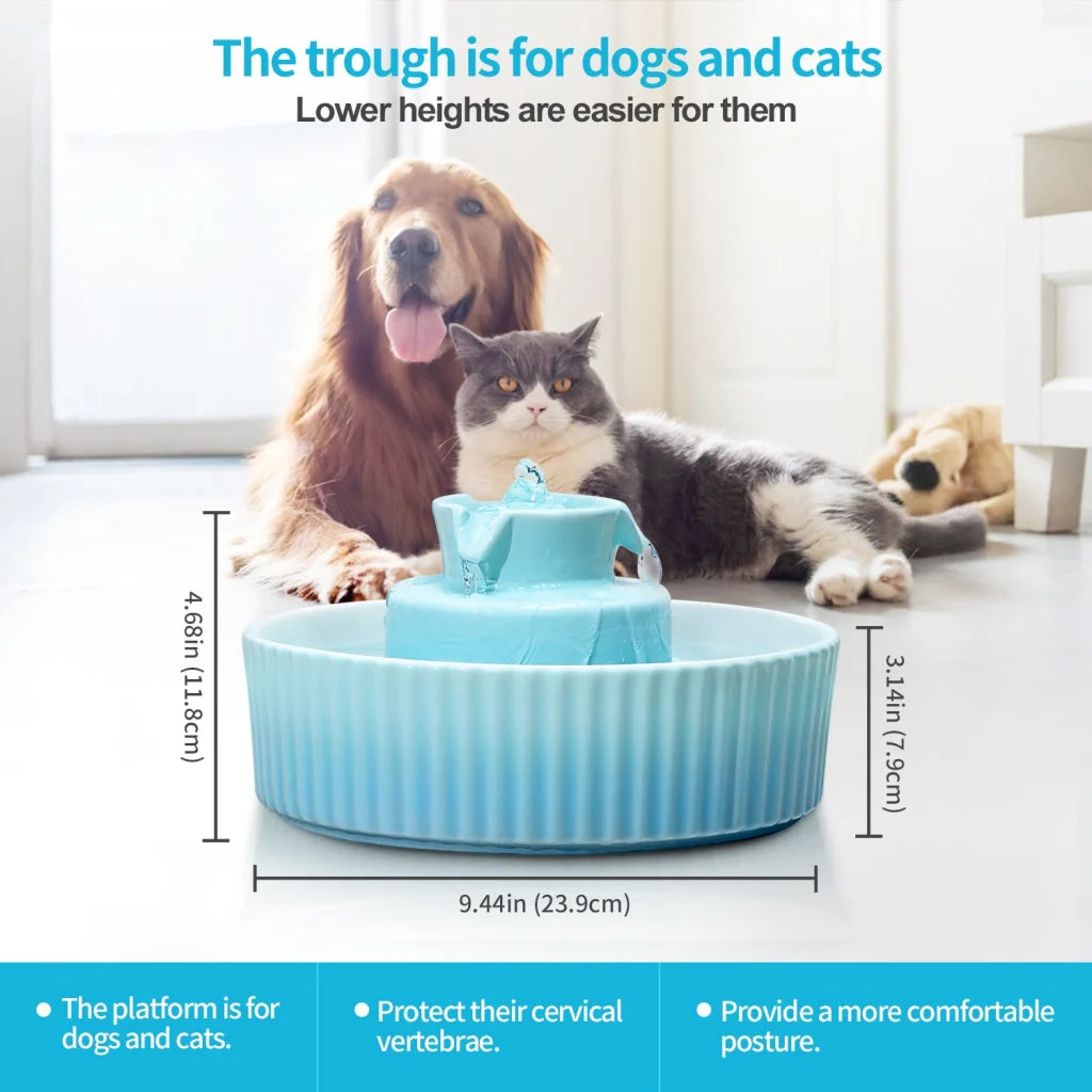 Ceramic Pet Water Fountain Dog Cat Water Feeder Bowl