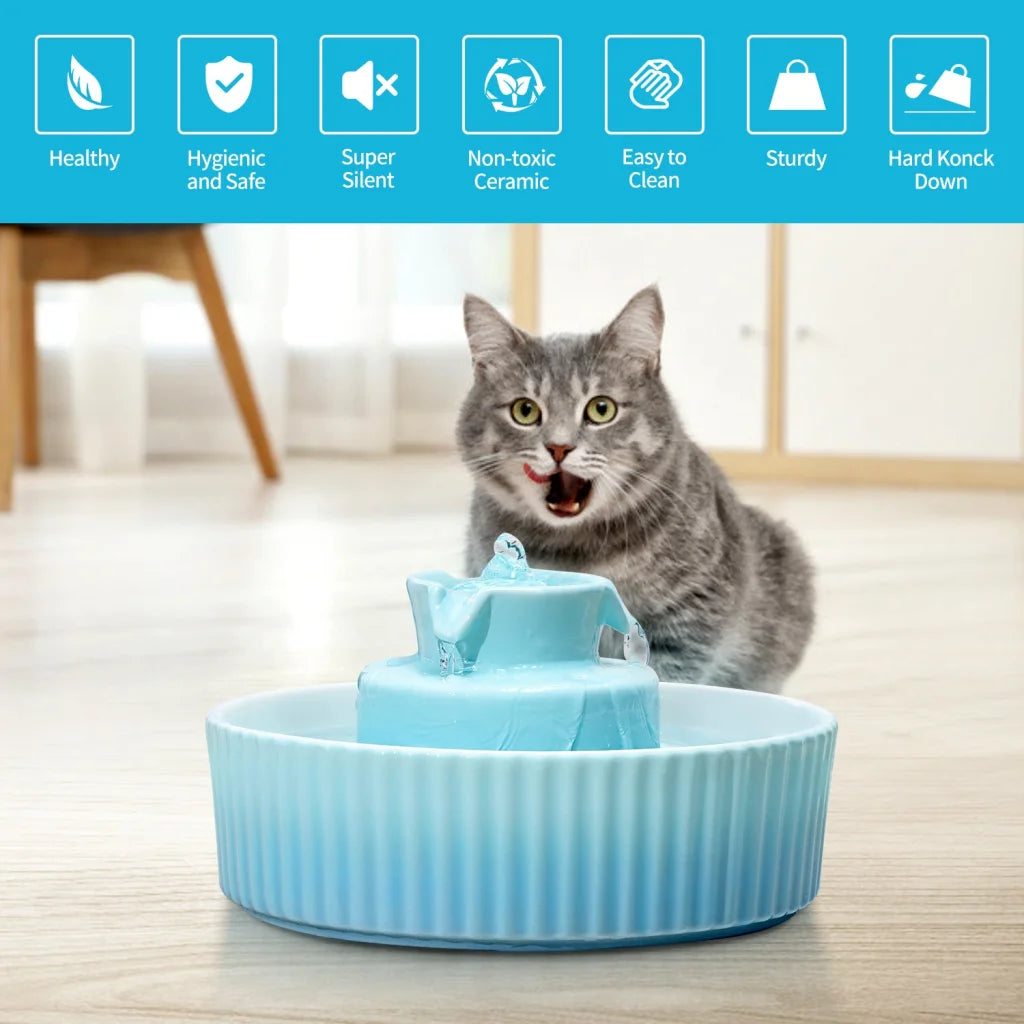 Ceramic Pet Water Fountain Dog Cat Water Feeder Bowl