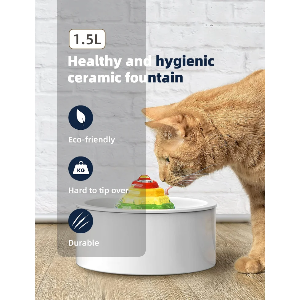 Ceramic Pet Water Fountain Dog Cat Water Feeder Bowl