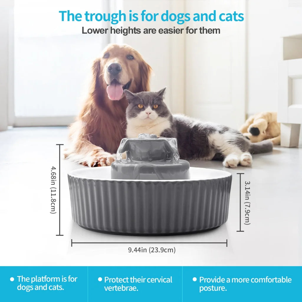 Ceramic Pet Water Fountain Dog Cat Water Feeder Bowl