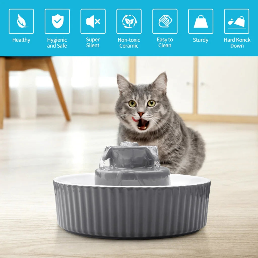 Ceramic Pet Water Fountain Dog Cat Water Feeder Bowl