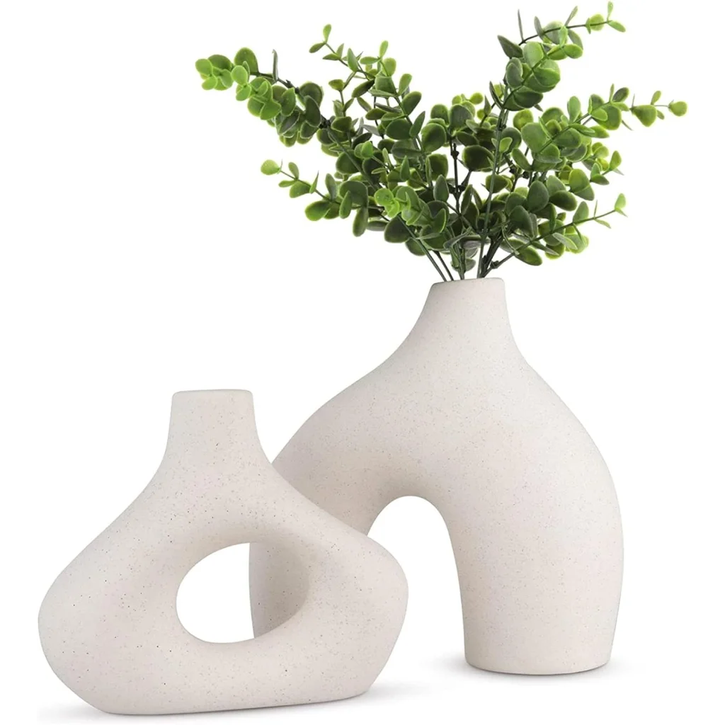 Ceramic Vase Set - 2 Modern White Pieces for Home Decor
