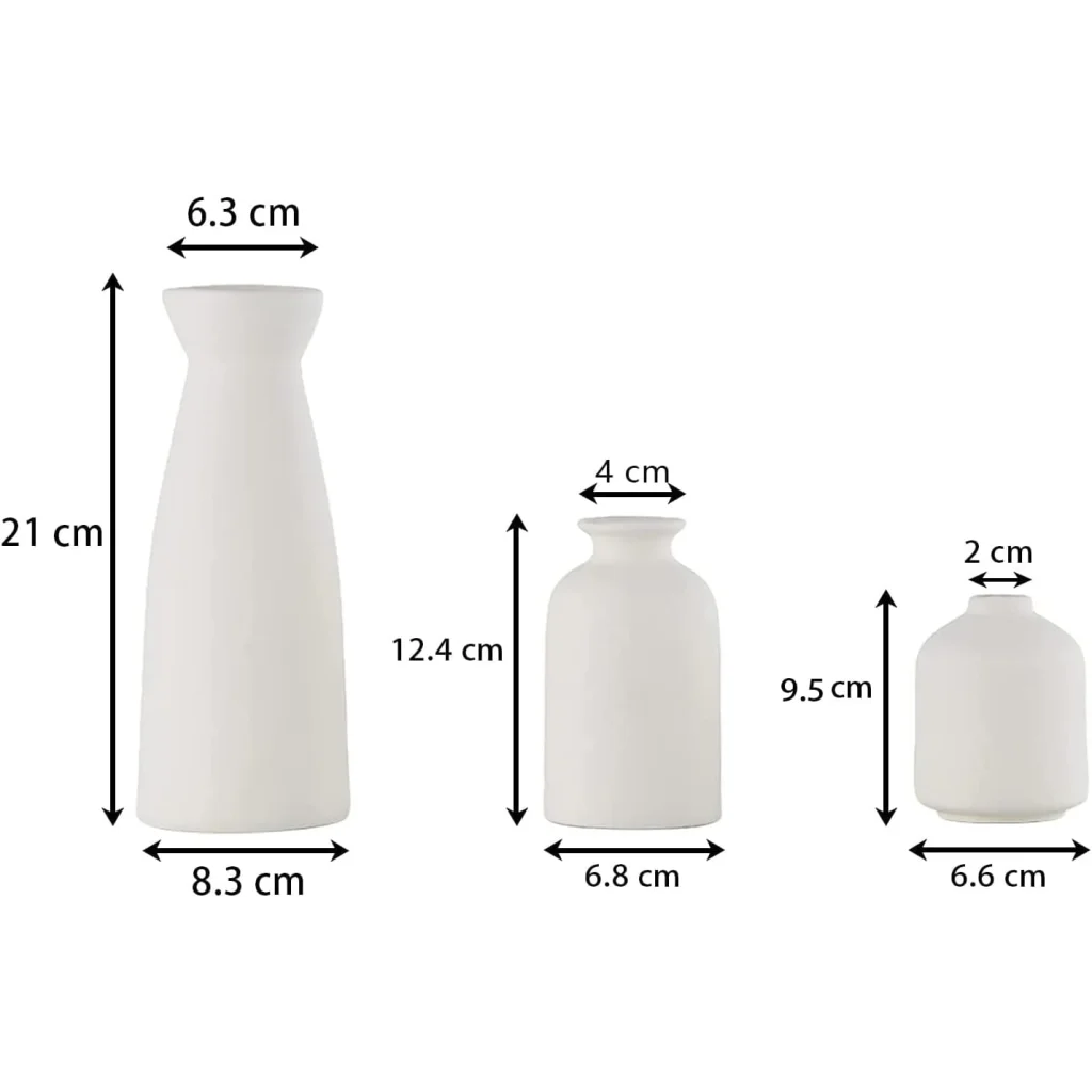 Ceramic Vase Set - 3 Modern White Pieces for Home Decor