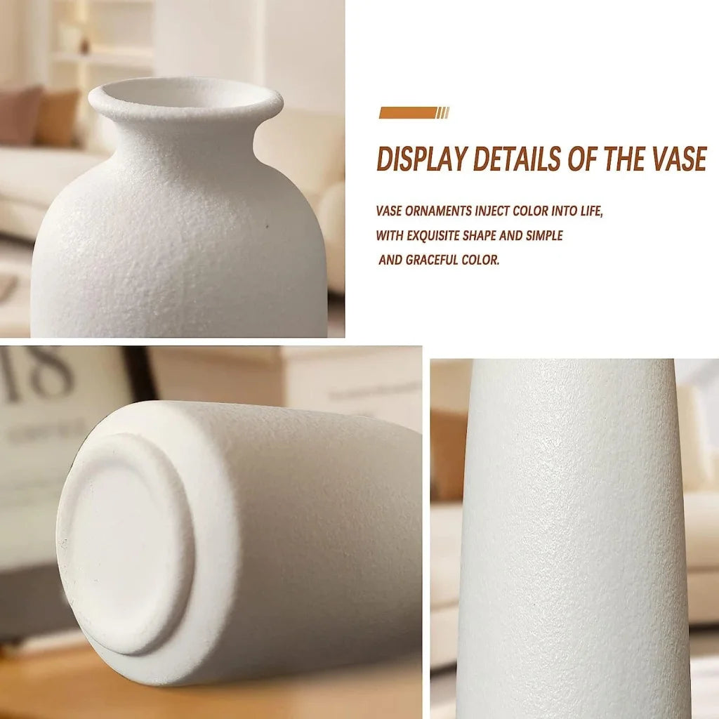 Ceramic Vase Set - 3 Modern White Pieces for Home Decor