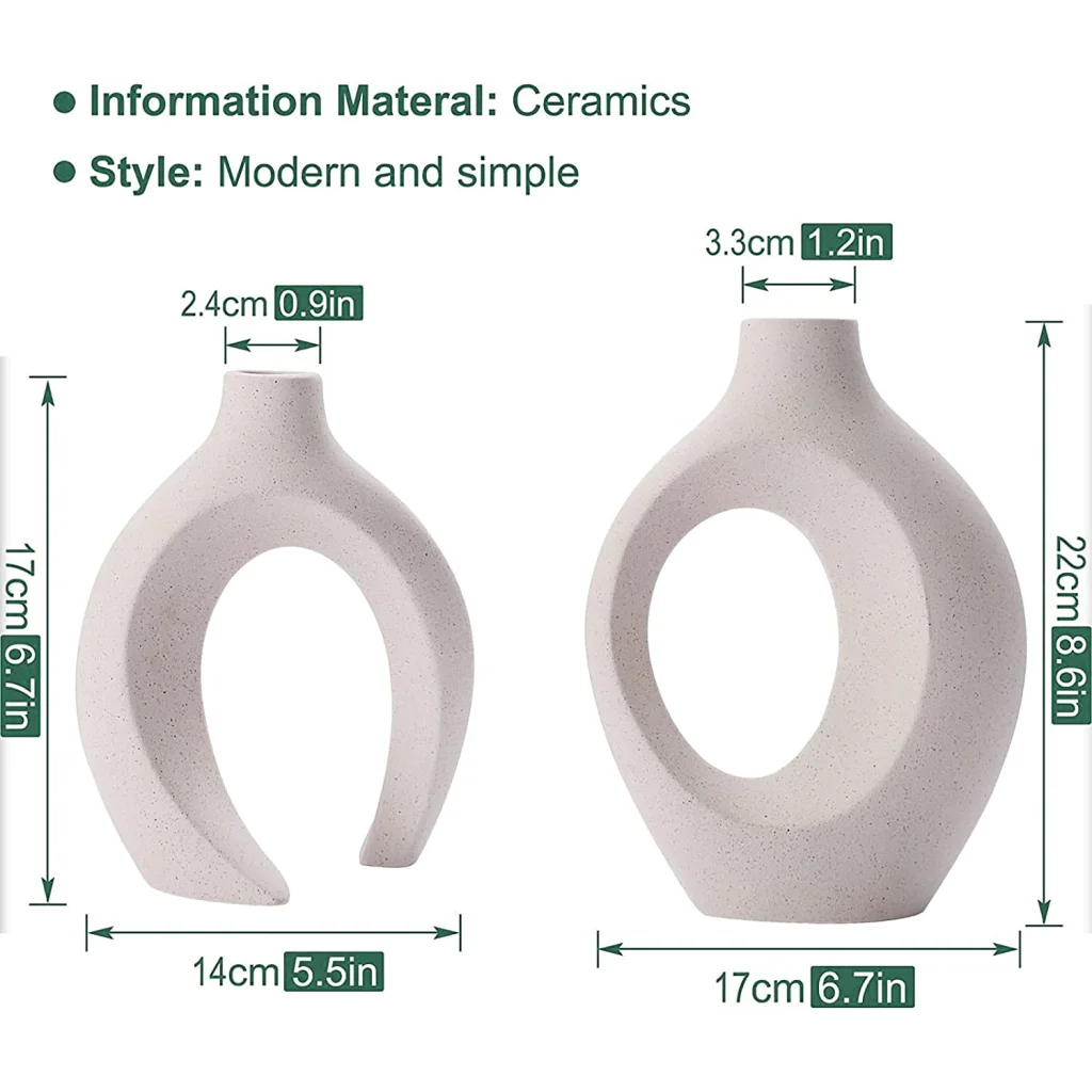 Ceramic Vases Set of 2 Creative White for Home Decor - Home