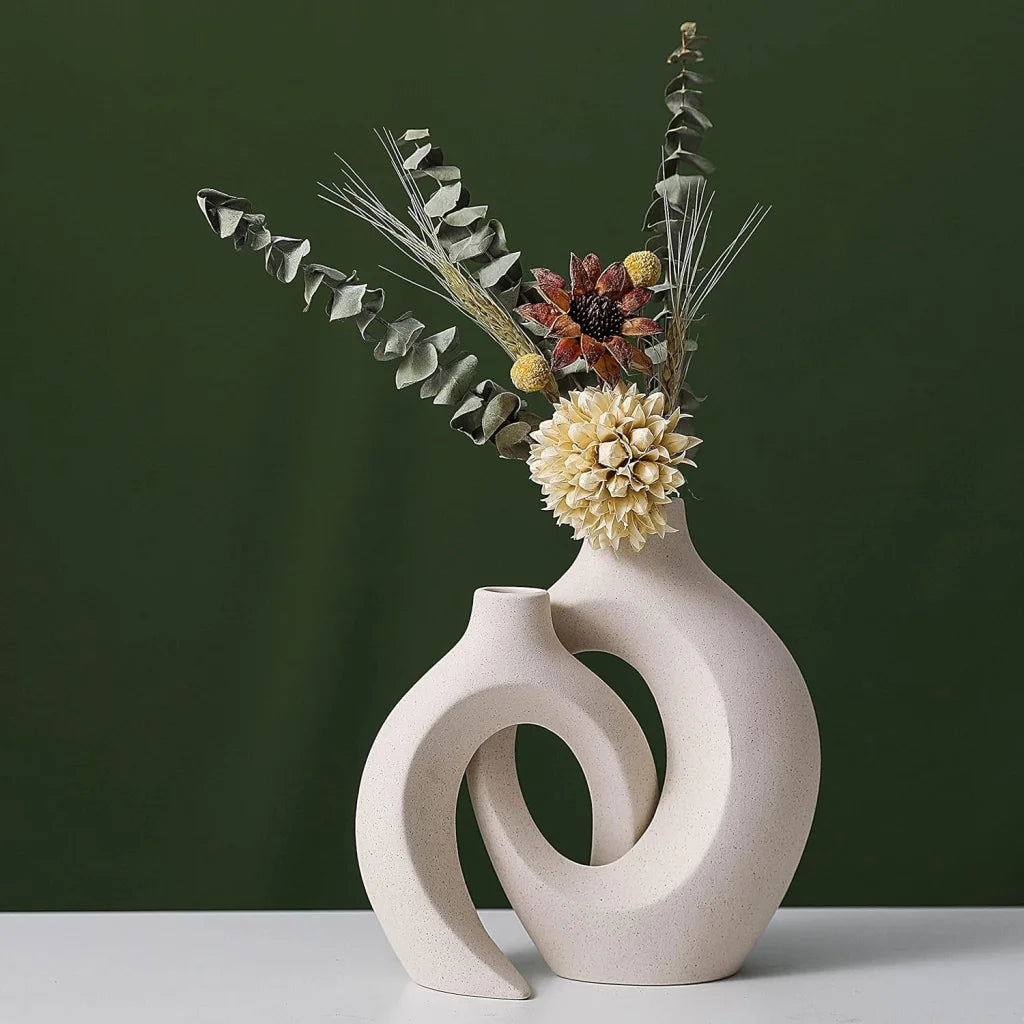 Ceramic Vases Set of 2 Creative White for Home Decor - Home