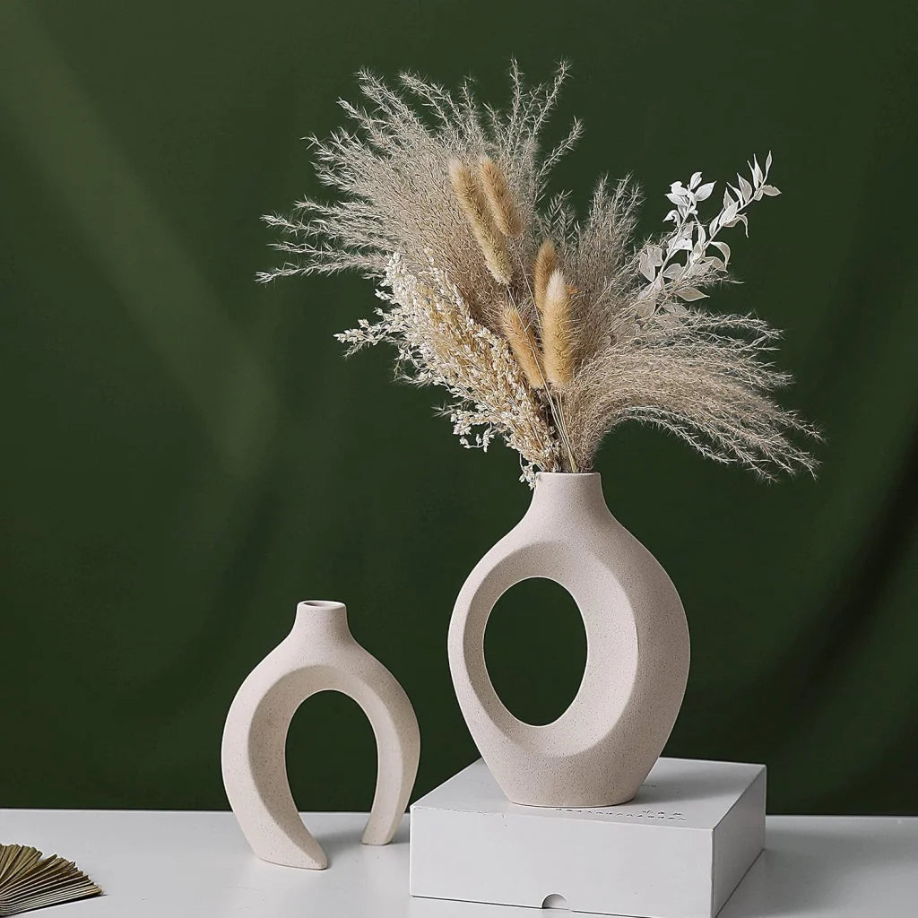 Ceramic Vases Set of 2 Creative White for Home Decor - Home