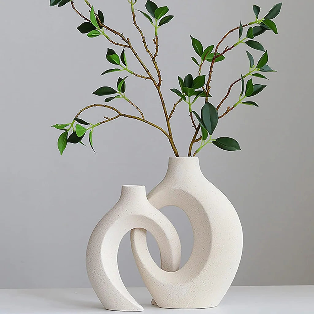 Ceramic Vases Set of 2 Creative White for Home Decor - Home