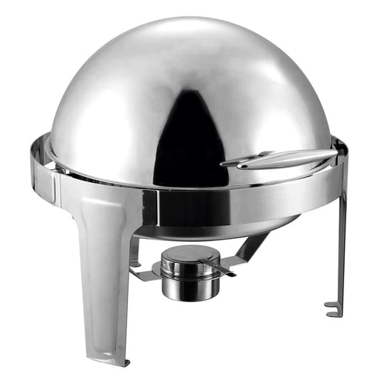 Chafing Dish 6L Stainless Steel Round Food Warmer Catering Roll Top - Premium