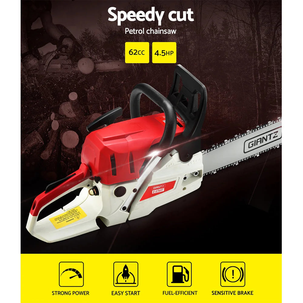 Chainsaw 62CC Commercial Petrol 20’’ Bar E-Start Pruning