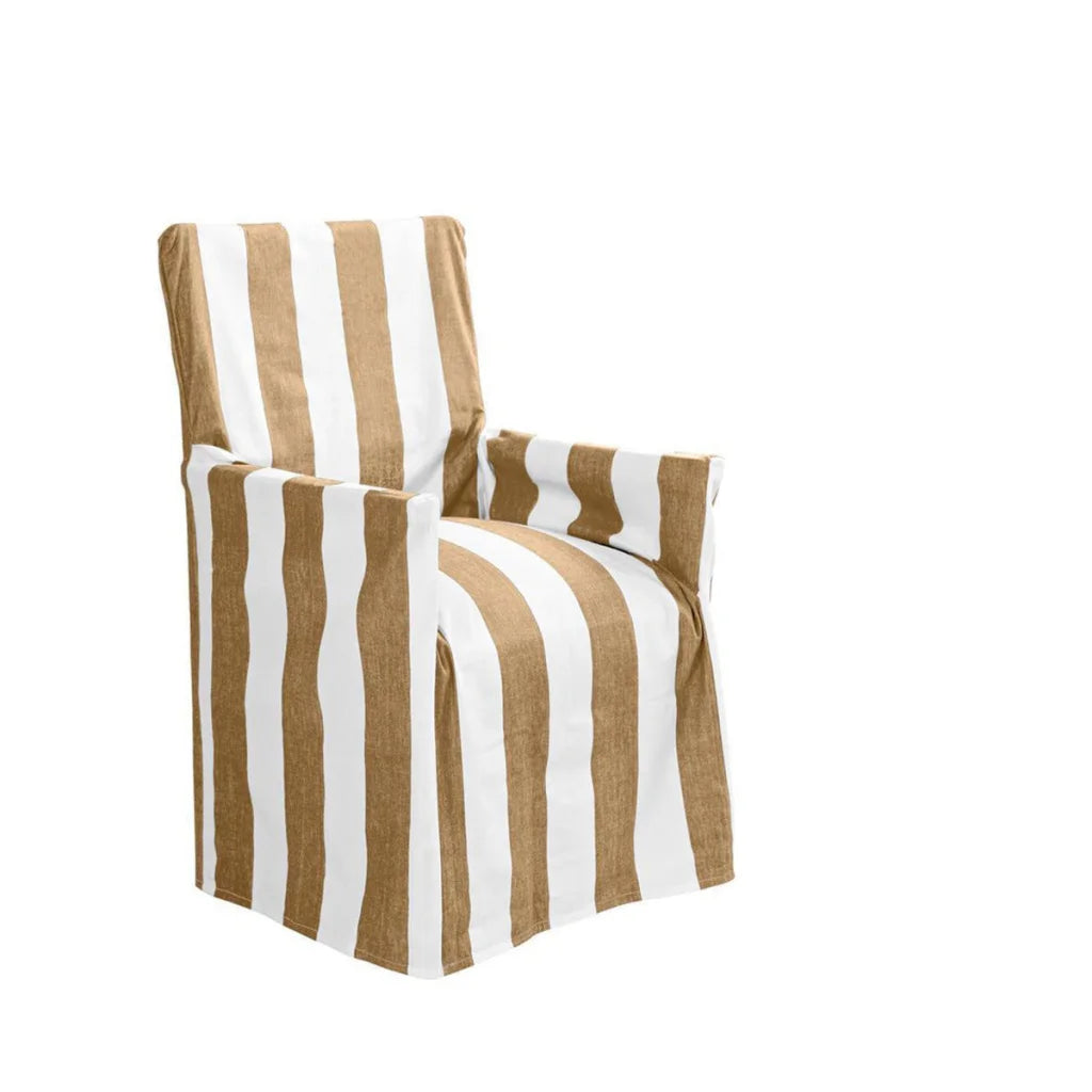 Chair Cover IDC Homewares Cotton Director Taupe Stripes