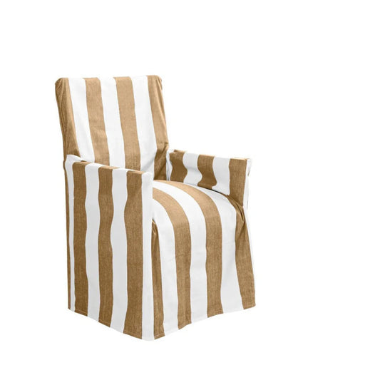 Chair Cover IDC Homewares Cotton Director Taupe Stripes