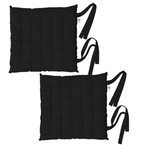 Chair Pads Rans Set of 2 Cotton 40x40 cm - Plain Black