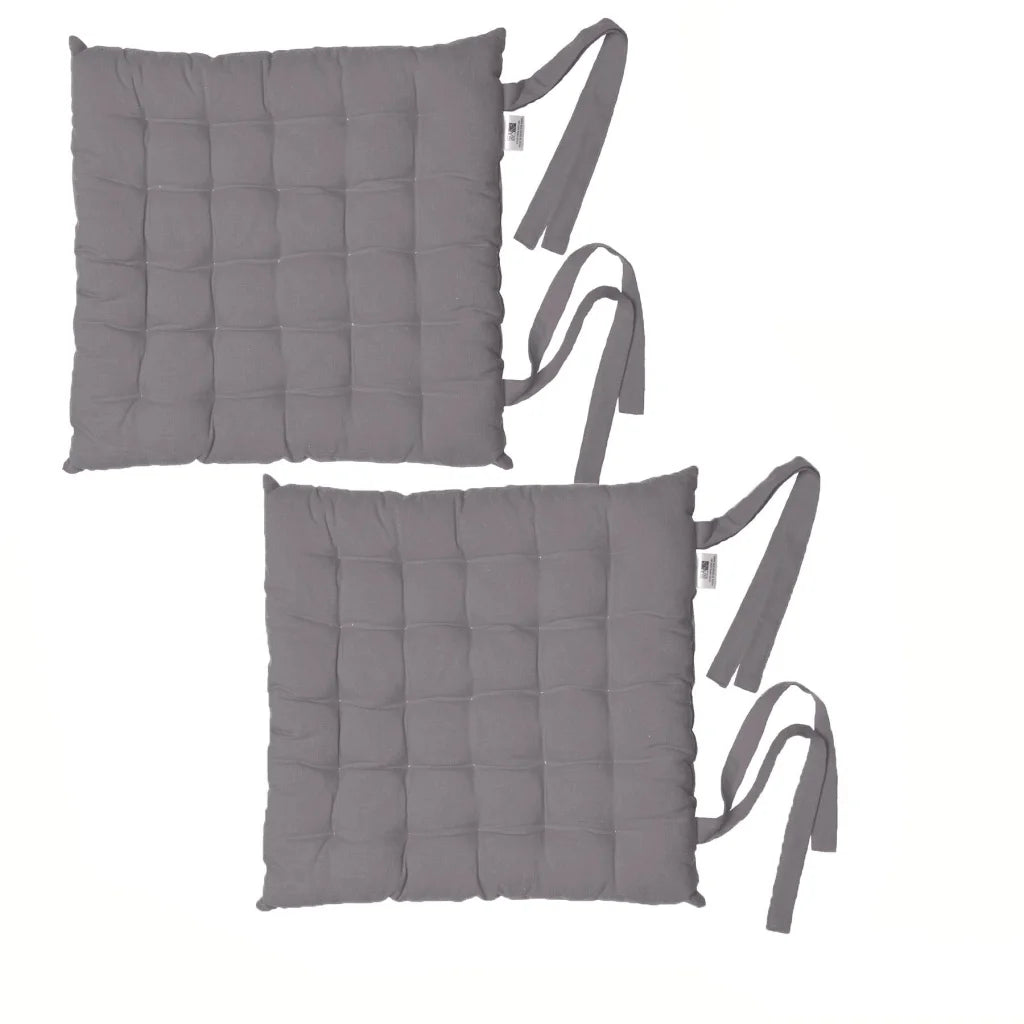 Chair Pads Rans Set of 2 Cotton 40x40 cm - Plain Charcoal