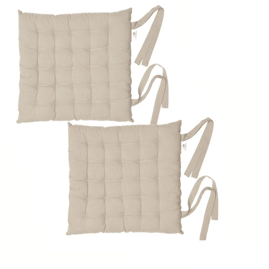 Chair Pads Rans Set of 2 Cotton 40x40 cm - Plain Oatmeal