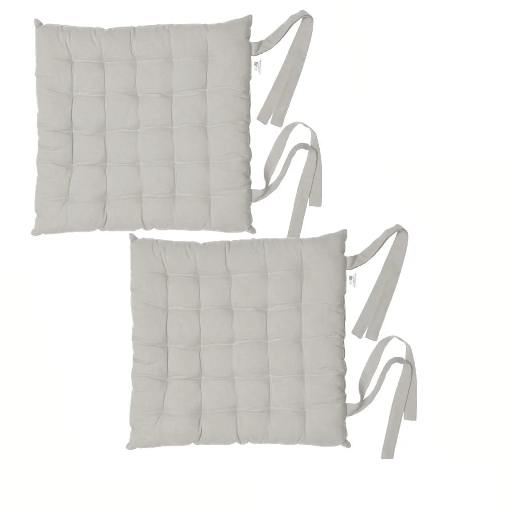 Chair Pads Rans Set of 2 Cotton 40x40 cm - Plain Silver