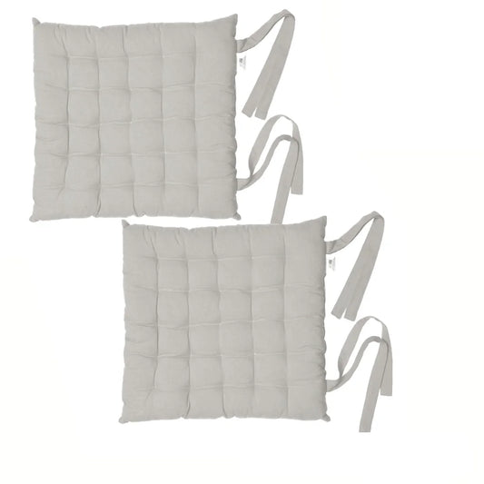 Chair Pads Rans Set of 2 Cotton 40x40 cm - Plain Silver