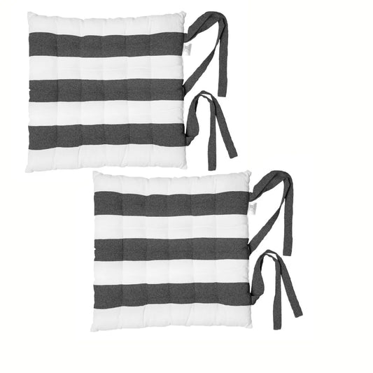 Chair Pads Rans Set of 2 Cotton 40x40 cm - Striped Black