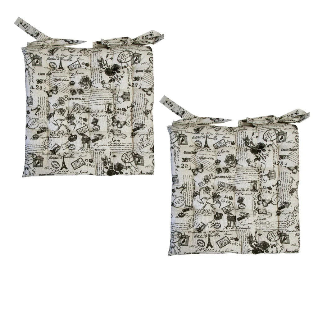 Chair Pads Set of 2 Cotton Cover - Arc de Triomphe 40 x 40