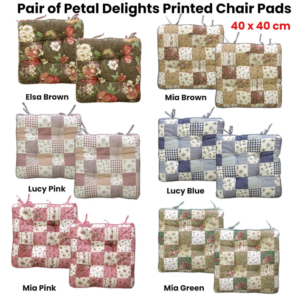 Chair Pads Set of 2 Cotton Lylac Homeware Petal Delights
