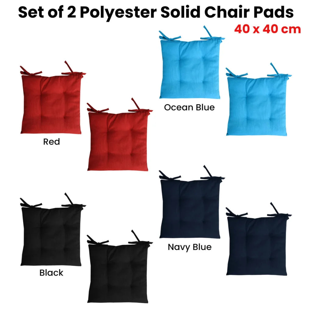Chair Pads Set of 2 Outdoor Polyester Solid 40x40 cm - Red