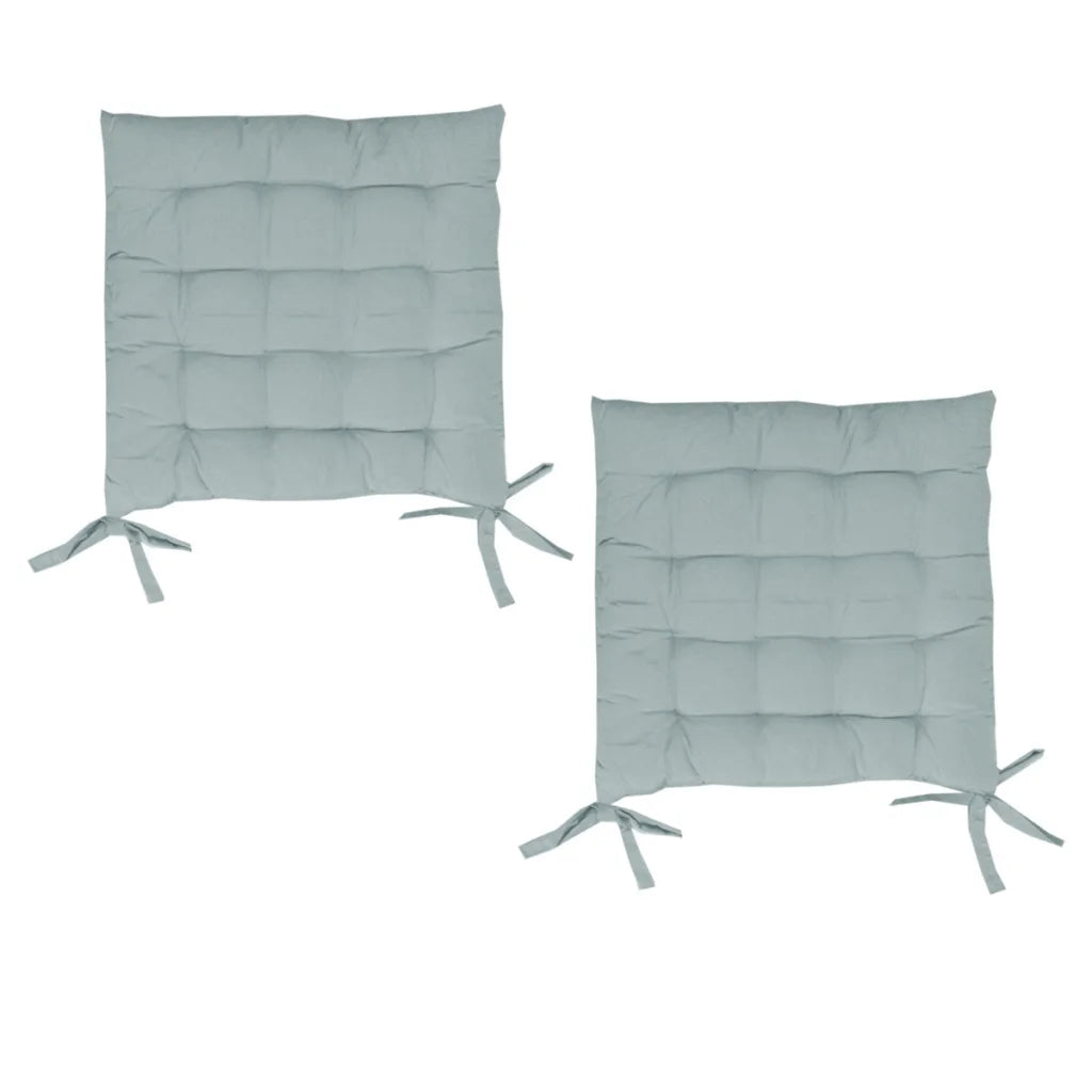 Chair Pads Set of 2 with Ties 40 x 40 cm - Silver Blue