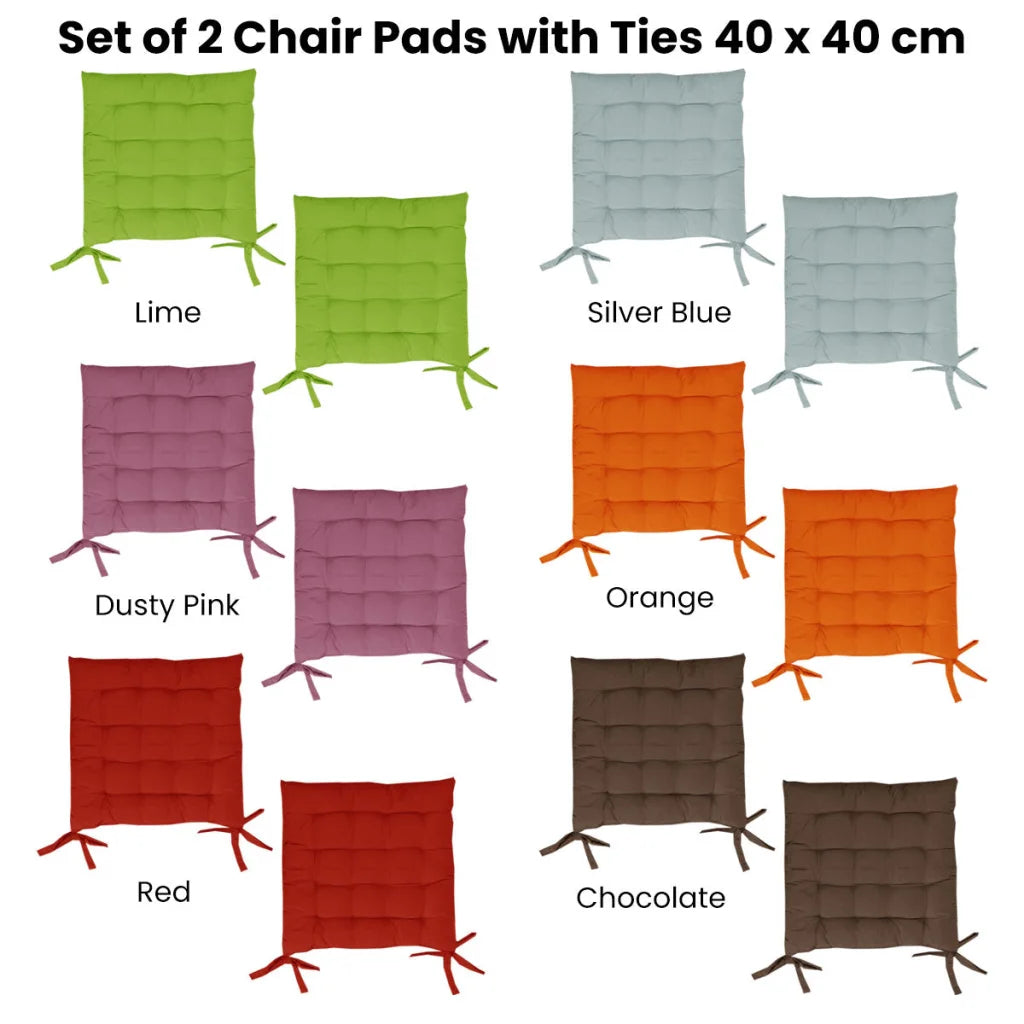Chair Pads Set of 2 with Ties 40 x 40 cm - Silver Blue