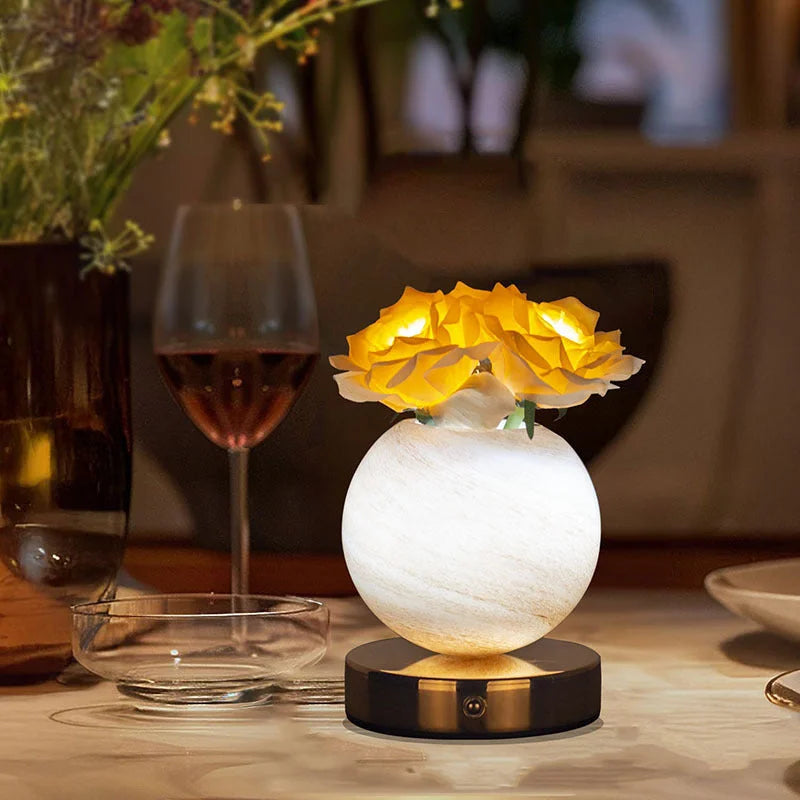 Champagne Dreamy Rose Planet Lamp Night Light - Elegant
