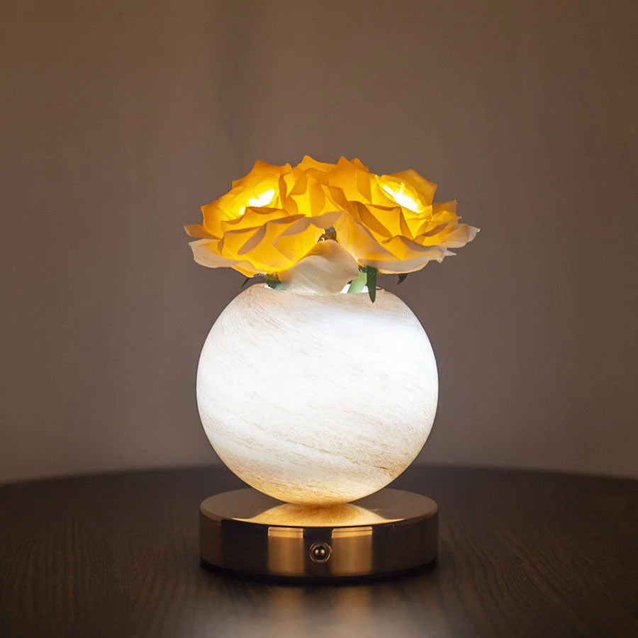 Champagne Dreamy Rose Planet Lamp Night Light - Elegant