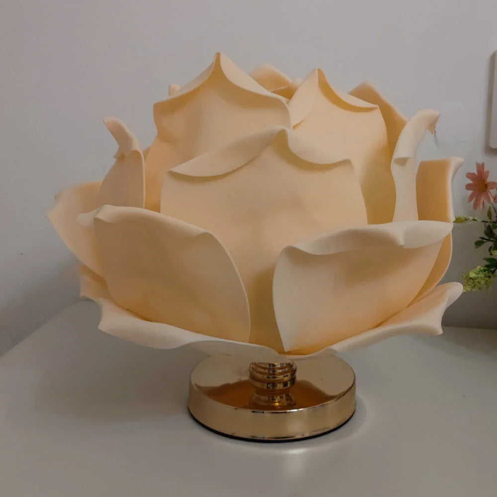 Champagne Elegant Lotus Flower Table Lamp - Decorative