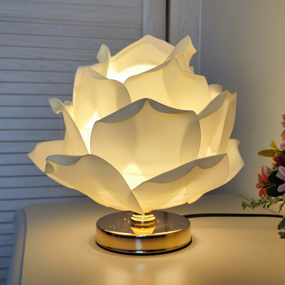 Champagne Elegant Lotus Flower Table Lamp - Decorative