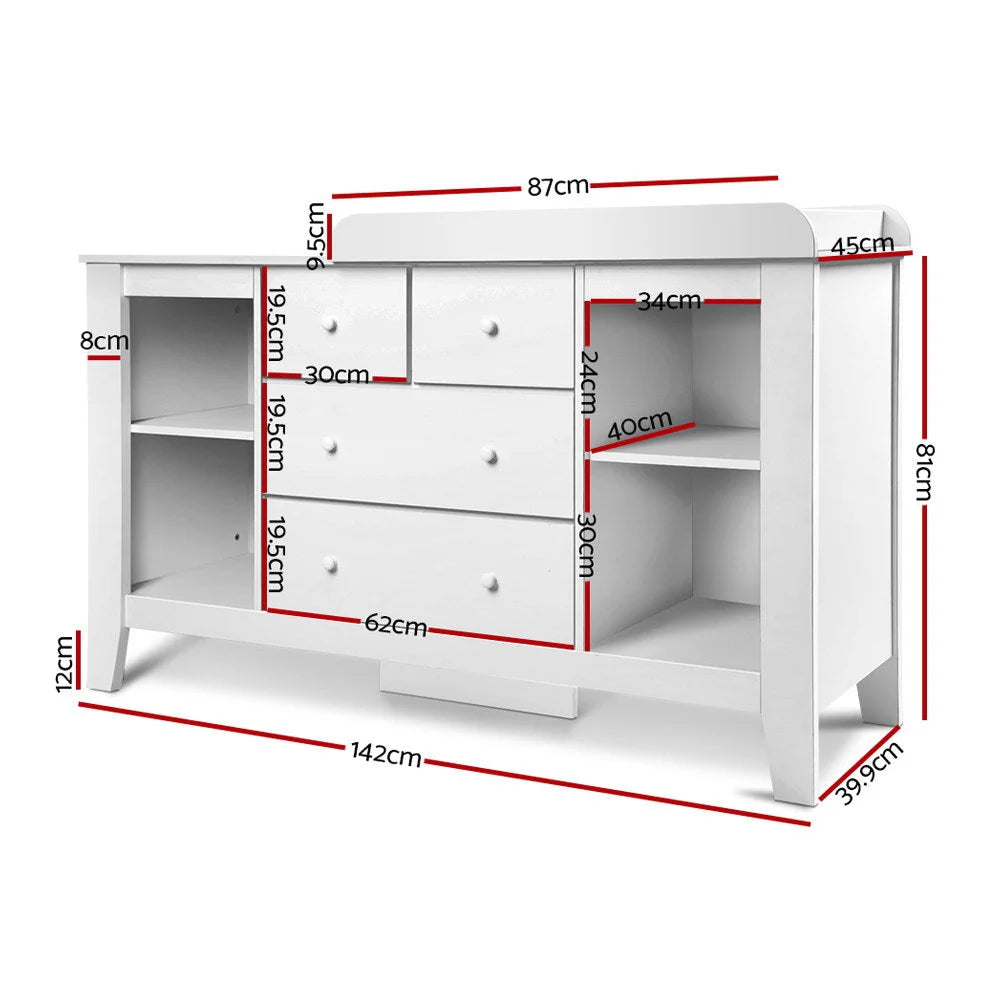 Change Table with Drawers - White - Kids Furniture