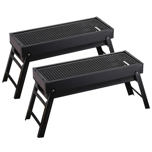 Charcoal Grill Set Premium 2X 60cm Portable Folding Thick Box-Type for Outdoor BBQ Camping