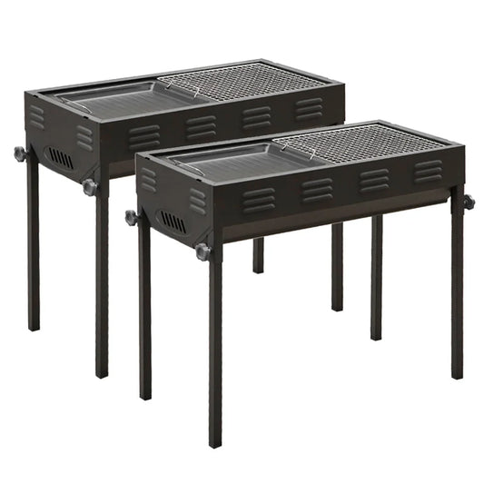 Charcoal Grill Set Premium 2X 72cm Portable Folding Thick Box-Type for Outdoor BBQ Camping