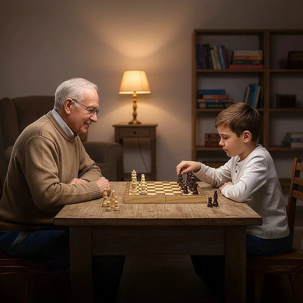 Chess Board Games Folding Large Wooden Chessboard Set Wood