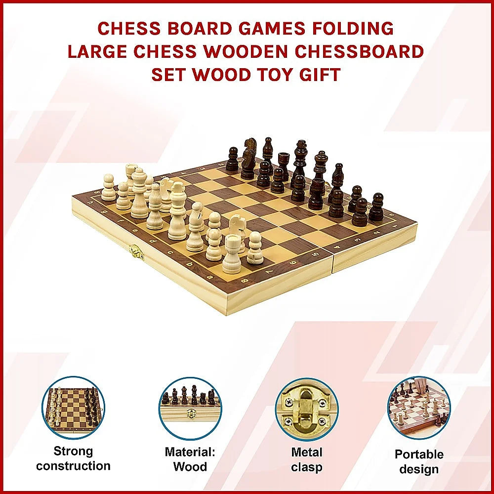 Chess Board Games Folding Large Wooden Chessboard Set Wood