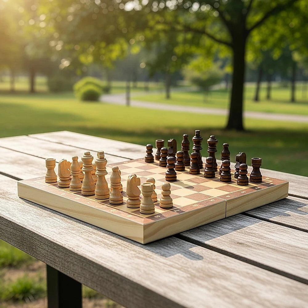Chess Board Games Folding Large Wooden Chessboard Set Wood