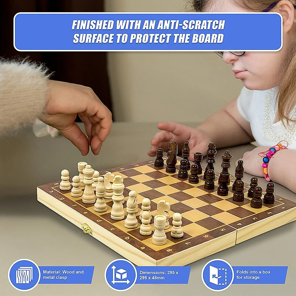 Chess Board Games Folding Large Wooden Chessboard Set Wood