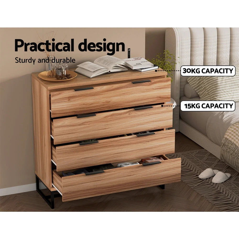 Chest of Drawers 4 Cabinet Dresser Tallboy Storage Bedroom