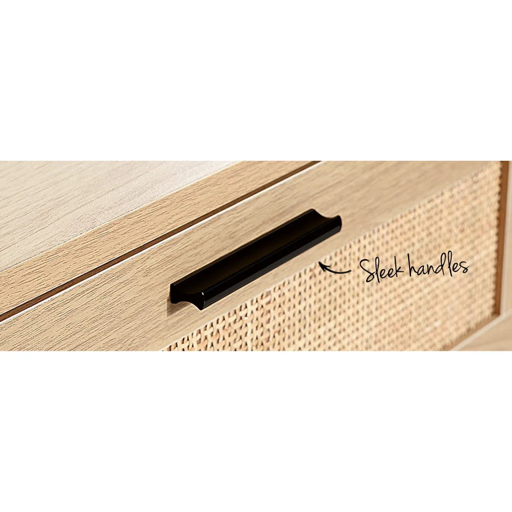 Chest of Drawers 4 Rattan Tallboy Cabinet Bedroom Clothes