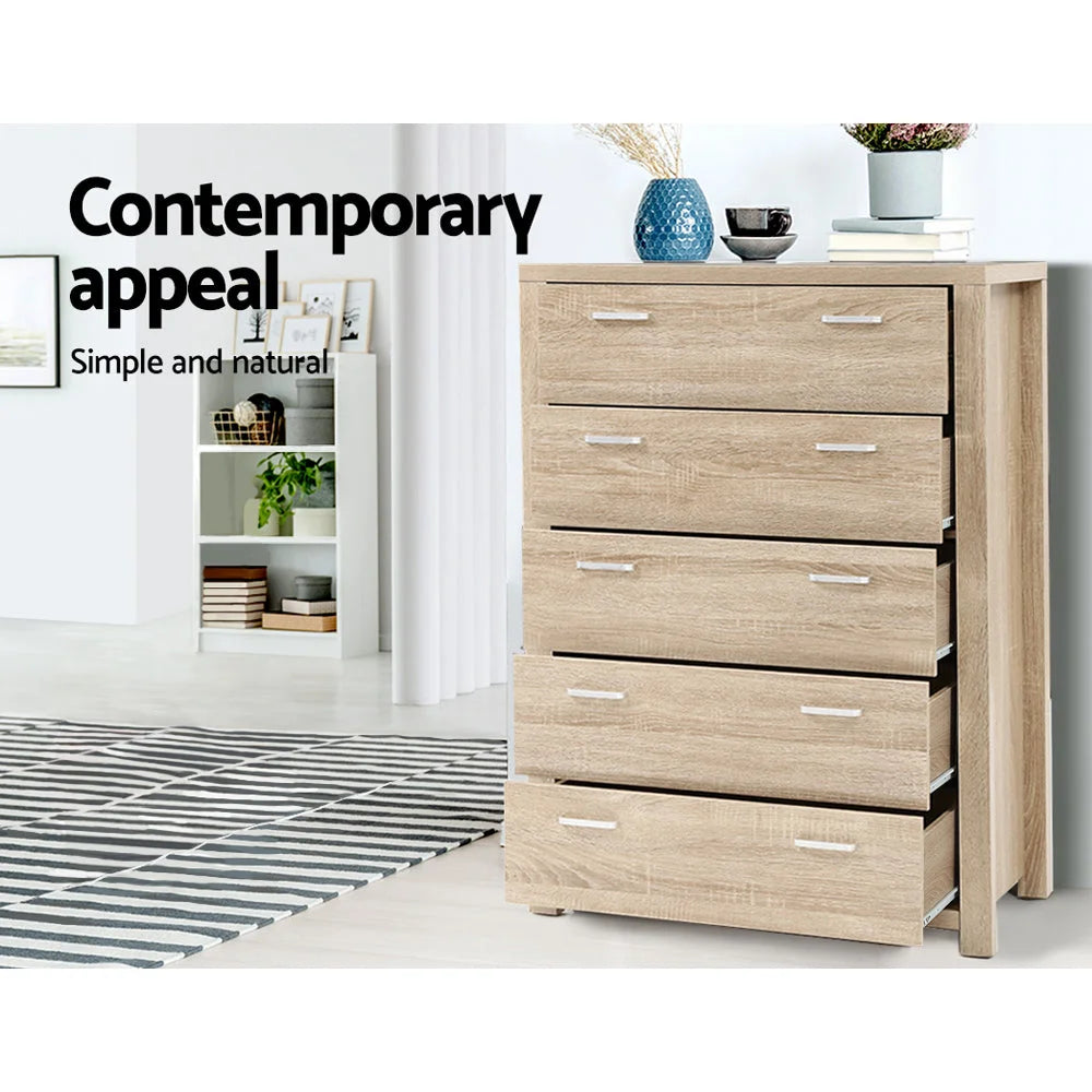 Chest of Drawers 5 Tallboy Dresser Table Bedroom Storage