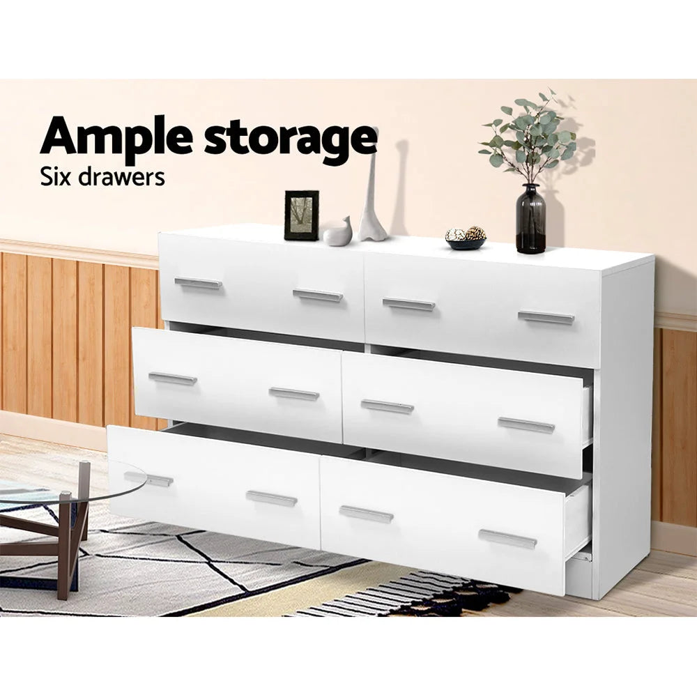 Chest of Drawers 6 Cabinet Dresser Tallboy Lowboy Storage