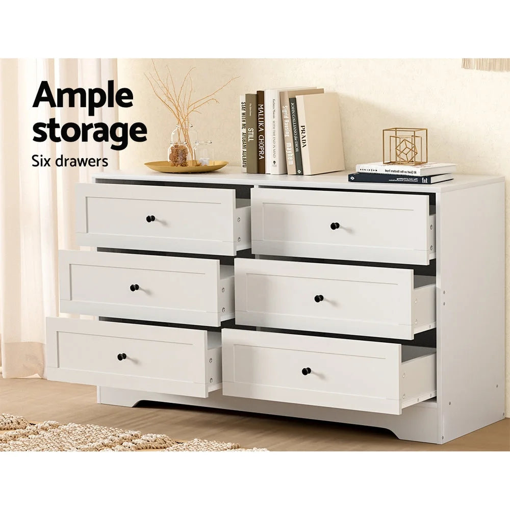 Chest of Drawers 6 Cabinet Dresser Tallboy Storage Bedroom