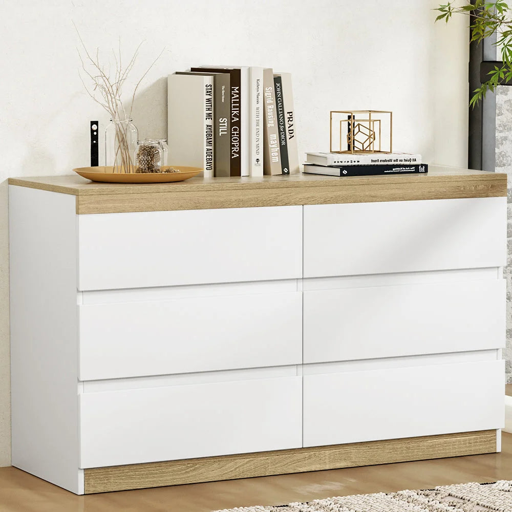 Chest of Drawers 6 Cabinet Dresser Tallboy Storage Bedroom