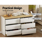 White storage cabinet with chest drawers dresser table