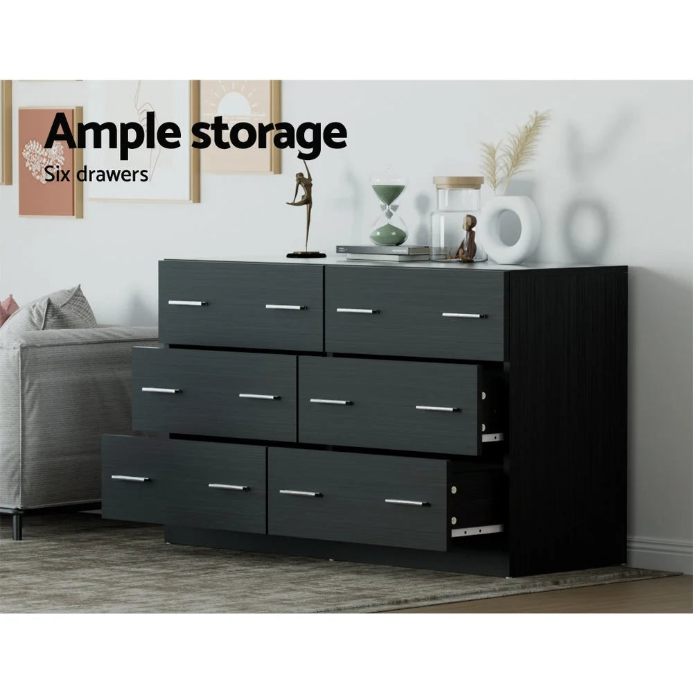 Chest of Drawers 6 Drawer veda black 177