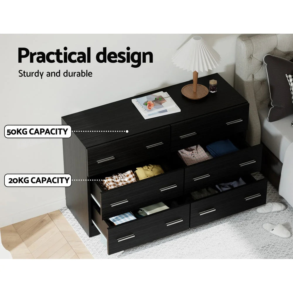 Chest of Drawers 6 Drawer veda black 563