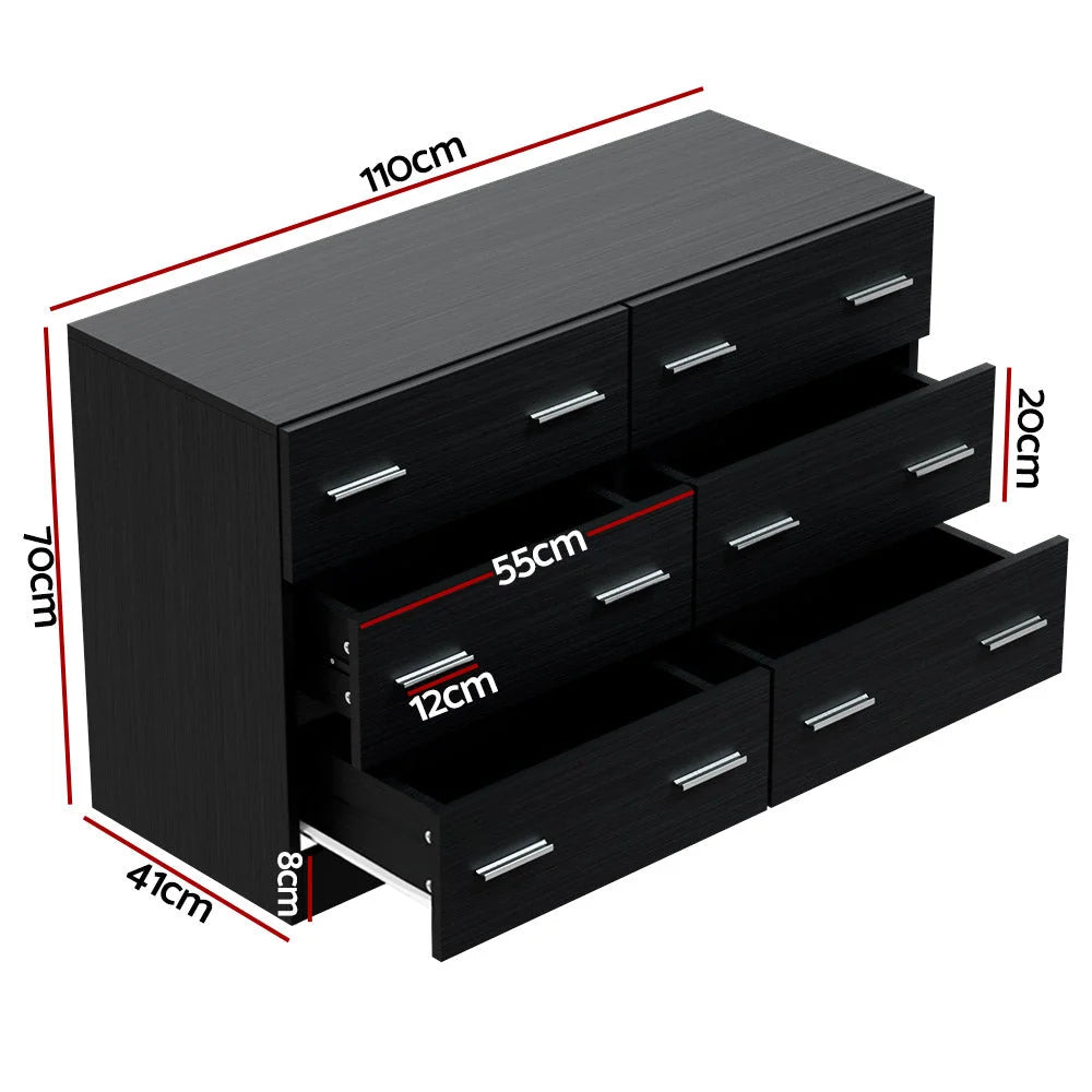Chest of Drawers 6 Drawer veda black 788