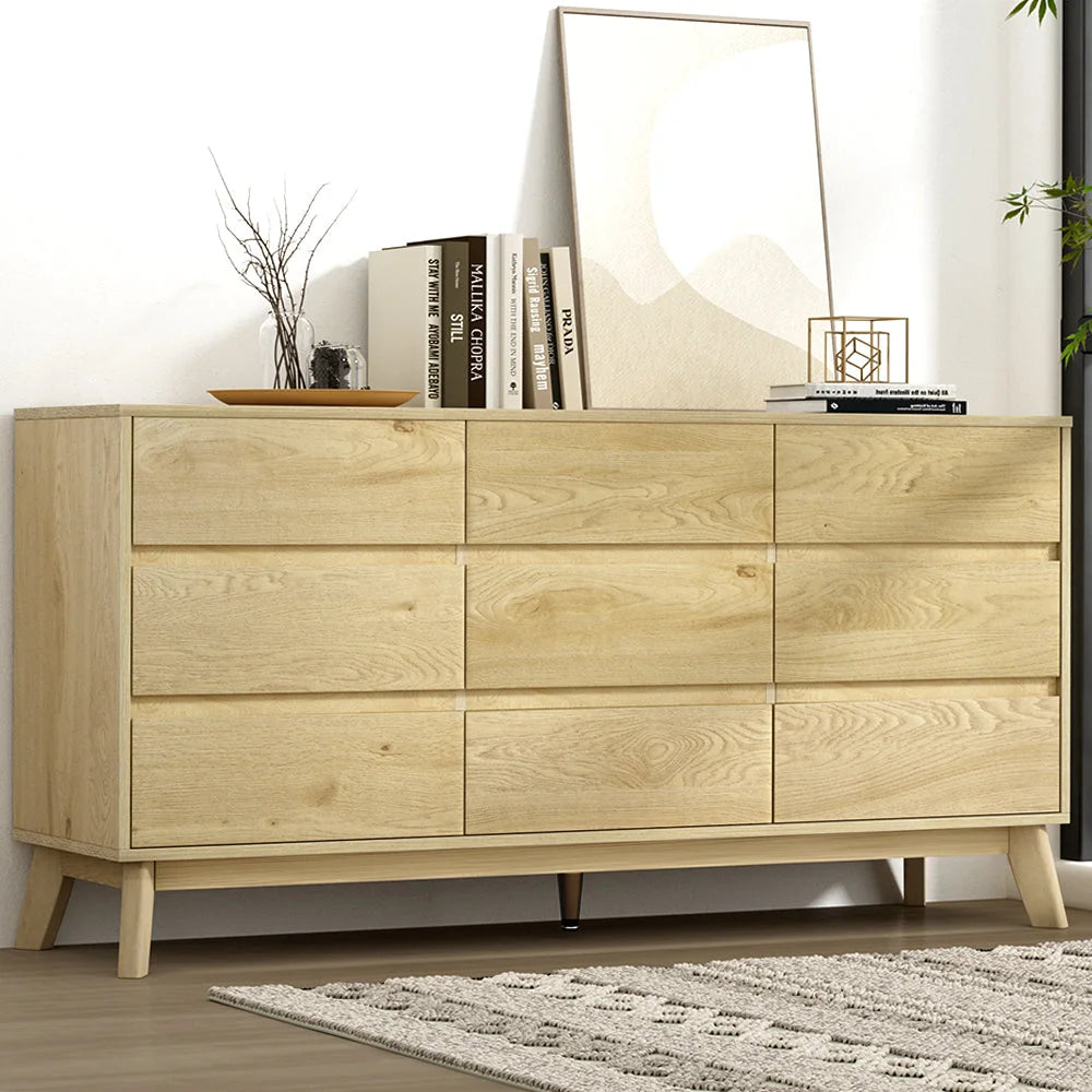 Oak 9 storage cabinet with chest drawers dresser tallboy