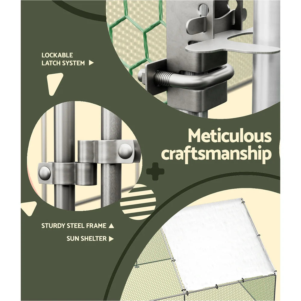 Chicken Coop Cage 3x4x2M Galvanized Steel